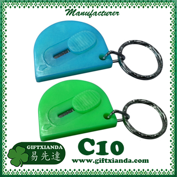 Mini cutter key chain, Retractable safety cutter, plastic safety cutter, mini cutter letter opener,