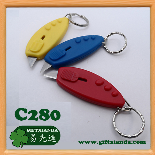 Mini cutter key chain, Retractable safety cutter, plastic safety cutter, mini cutter letter opener,