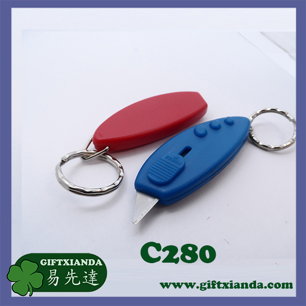 Mini cutter key chain, Retractable safety cutter, plastic safety cutter, mini cutter letter opener,