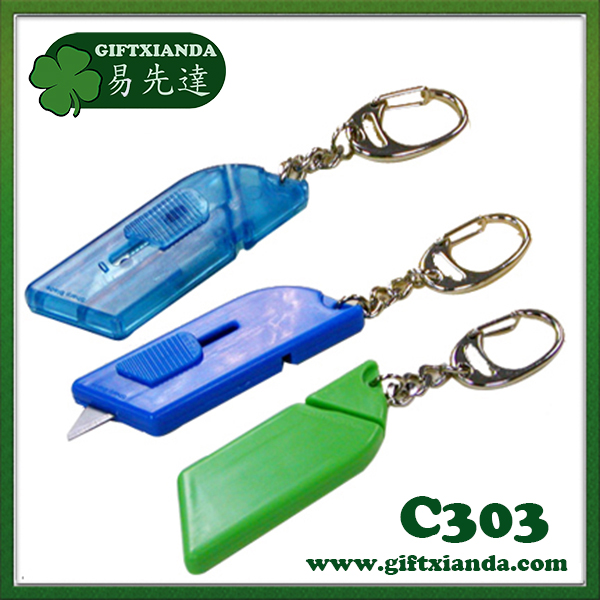 Mini cutter key chain, Retractable safety cutter, plastic safety cutter, mini cutter letter opener,