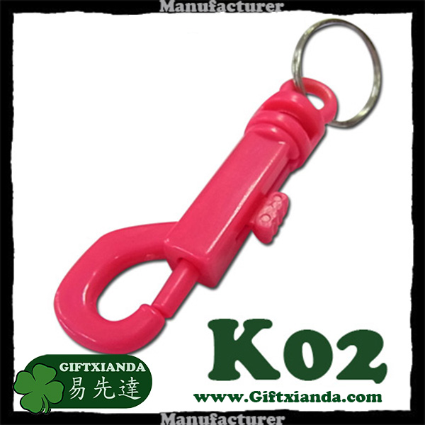 Plastic snap hook keychain - key tag holder with large logo